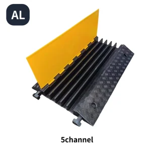 5-Channel Heavy-Duty Rubber Cable Ramp with Yellow Lid